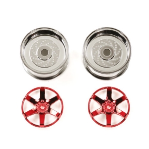 TA54551 RC Red Plated 2pc 6 Sp Wheels - 26mm Width / Offset +2