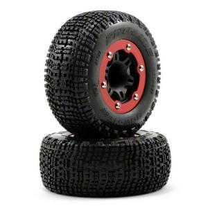 AP1153-11 Bow-Tie SC 2.2/3.0 M2 Tires w/Split Six Bead-Loc Wheels (Red/Black) (2) (Slash/Front)