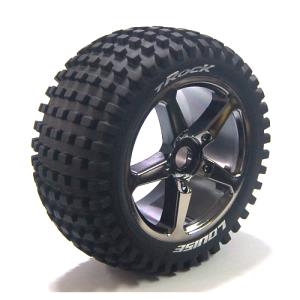L-T3251BC T-ROCK 1/8 Truggy Tire SPORT/Black Chrome Spoke Rim / 0 Offset / Mounted (반대분, 본딩완료)