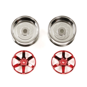 TA54553 RC Red Plated 2pc 6 Sp Wheels - 26mm Width / Offset +6