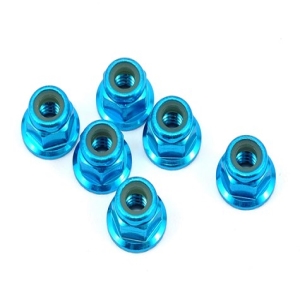 4mm Aluminum Serrated Lock Nuts, Blue (6) 옵션