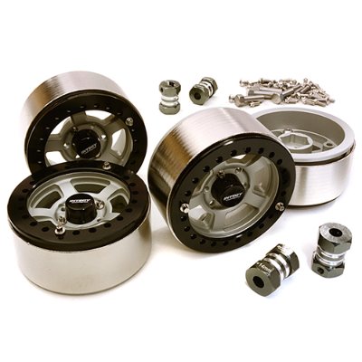 1.9 Size Machined High Mass Wheel (4) w/14mm Offset Hubs for 1/10 Scale Crawler C27032HARD