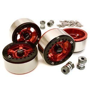 1.9 Size Machined High Mass Wheel (4) w/14mm Offset Hubs for 1/10 Scale Crawler C27032RED