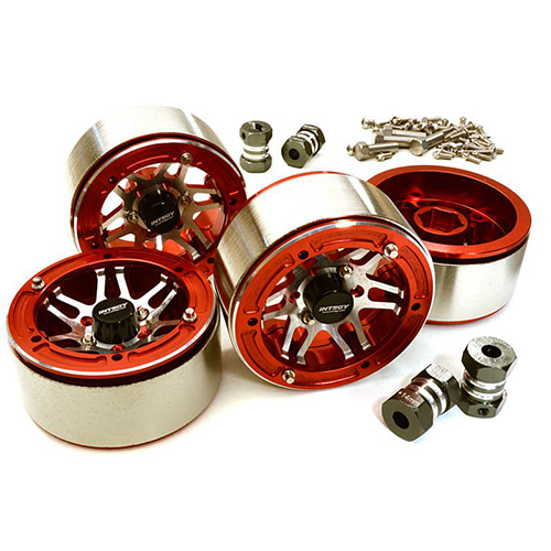 Machined High Mass Wheel (4) w/14mm Offset Hubs for 1/10 Scale Crawler C27031RED│1.9 메탈 비드락휠