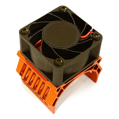 [#C28604ORANGE] 42mm Motor Heatsink+40x40mm Cooling Fan 17k rpm for 1/10 Summit &amp; E-Revo (Orange)