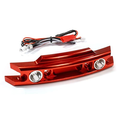 [#C25582RED] Billet Machined Front Bumper w/ LED Lights for Traxxas 1/10 Revo 3.3 &amp; E-Revo/2.0 (Red)