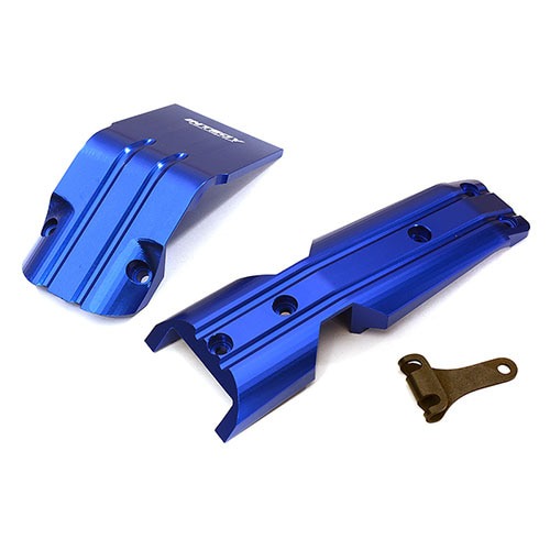 [#C28798BLUE] Billet Machined Alloy Front Skid Plates (2) for Traxxas 1/10 E-Revo 2.0 (Blue)