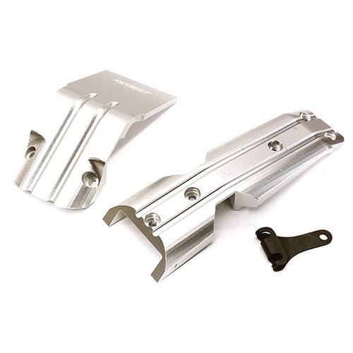 [#C28798SILVER] Billet Machined Alloy Front Skid Plates (2) for Traxxas 1/10 E-Revo 2.0 (Silver)