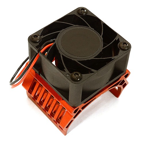 [#C28604RED] 42mm Motor Heatsink+40x40mm Cooling Fan 17k rpm for 1/10 Summit &amp; E-Revo (Red)