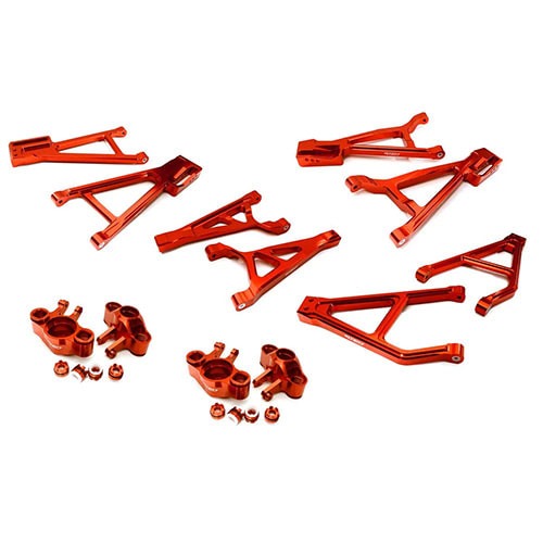 [#C28686RED] Billet Machined Suspension Conversion Kit for Traxxas 1/10 E-Revo 2.0 (Red)